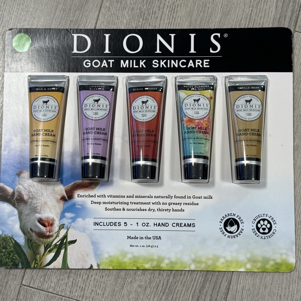 NIB Dionis Goat Milk Hand Creams - 5 Pack of 1 oz each Skincare Paraben Free